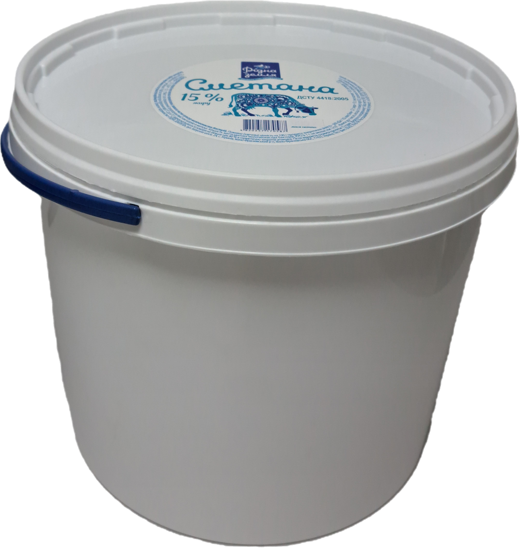 Сметана РІДНА ЗЕМЛЯ 15%, 5000г, відро пластикове